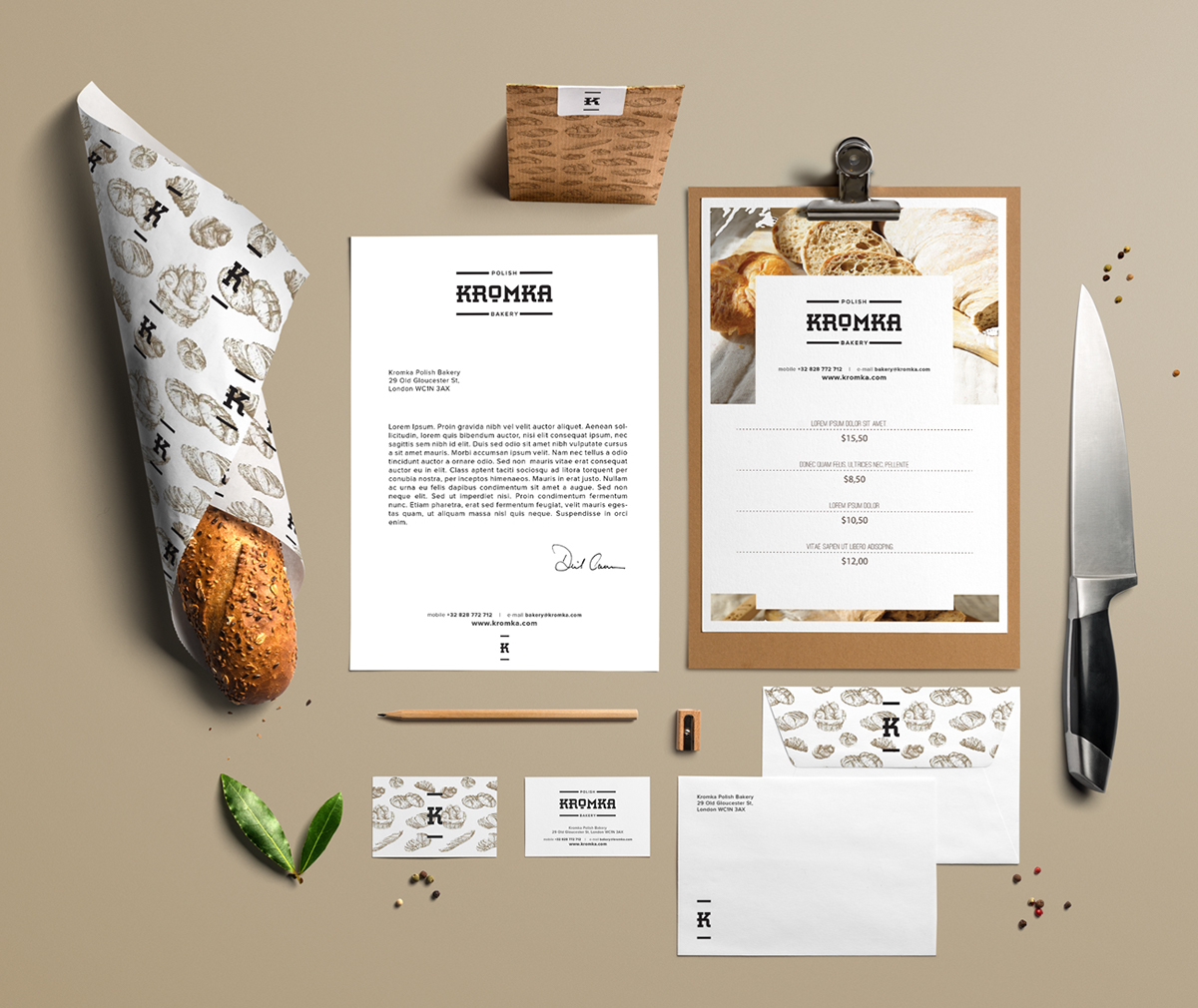 伦敦Kromka波兰面包店VI设计